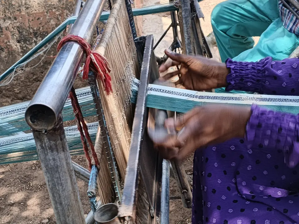 Weaving of kente cloth