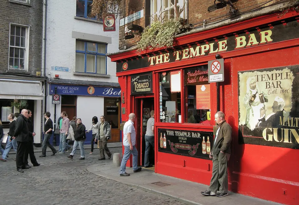 The Temple Bar Pub on Temple Lane in Dublin, Ireland, on May 23, 2008. The Temple Bar, 48 Temple Bar, Temple Lane South, Dublin 2, Ireland