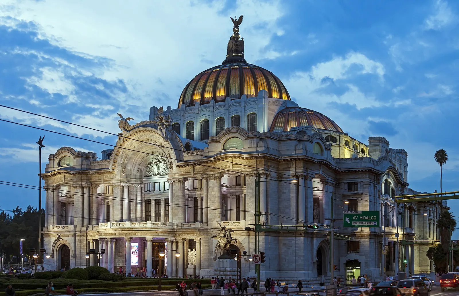 The Palacio de Bellas Artes with its golden domes in Mexico City