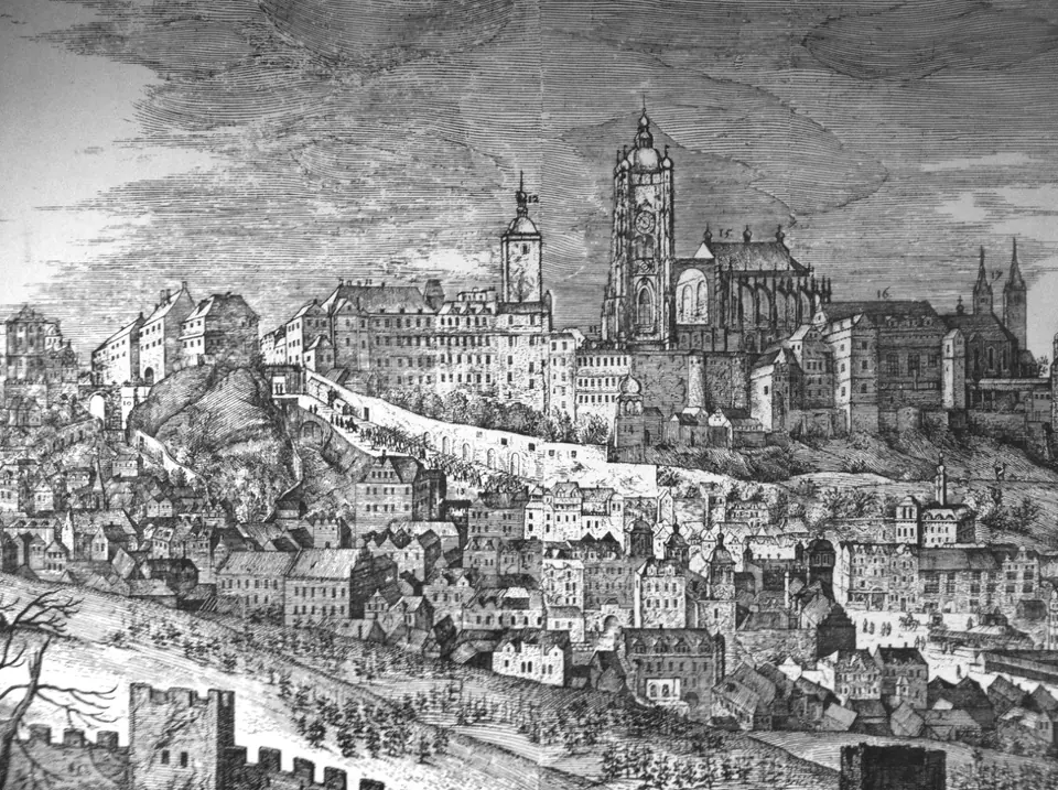 Západní část Pražského hradu r. 1606