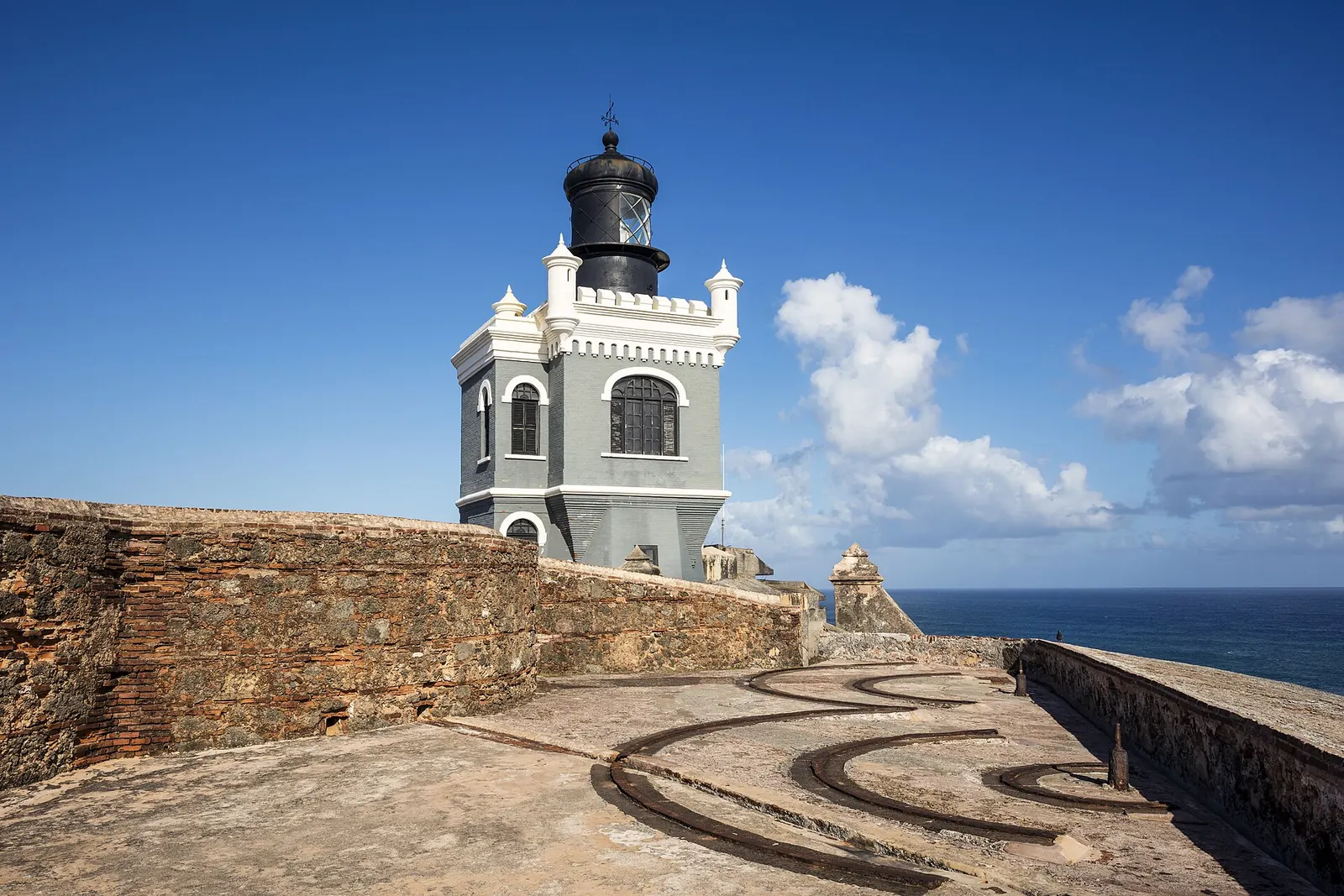 The lighthouse of El Morro fortress in Old San Juan, Puerto Rico