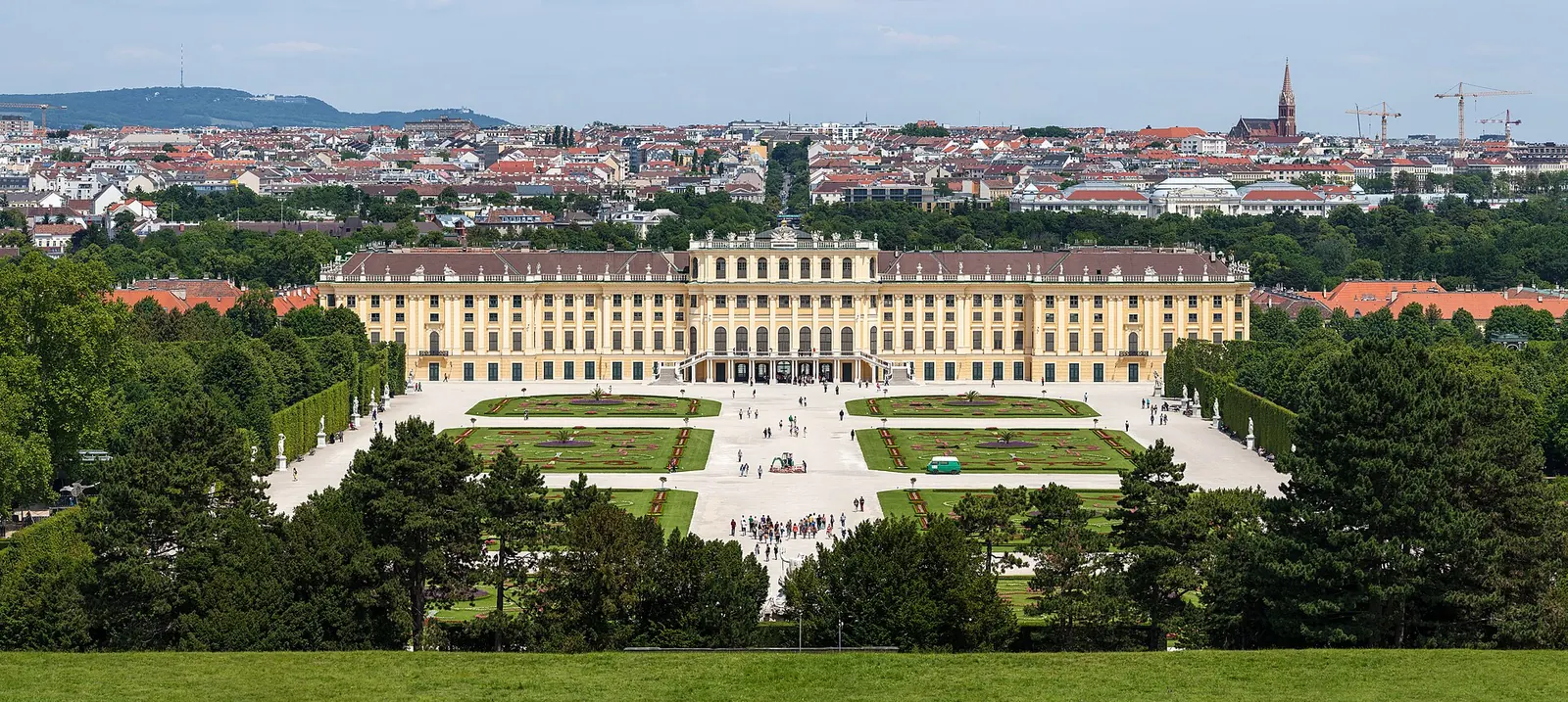 Schönbrunn Palace and its gardens with Vienna beyond