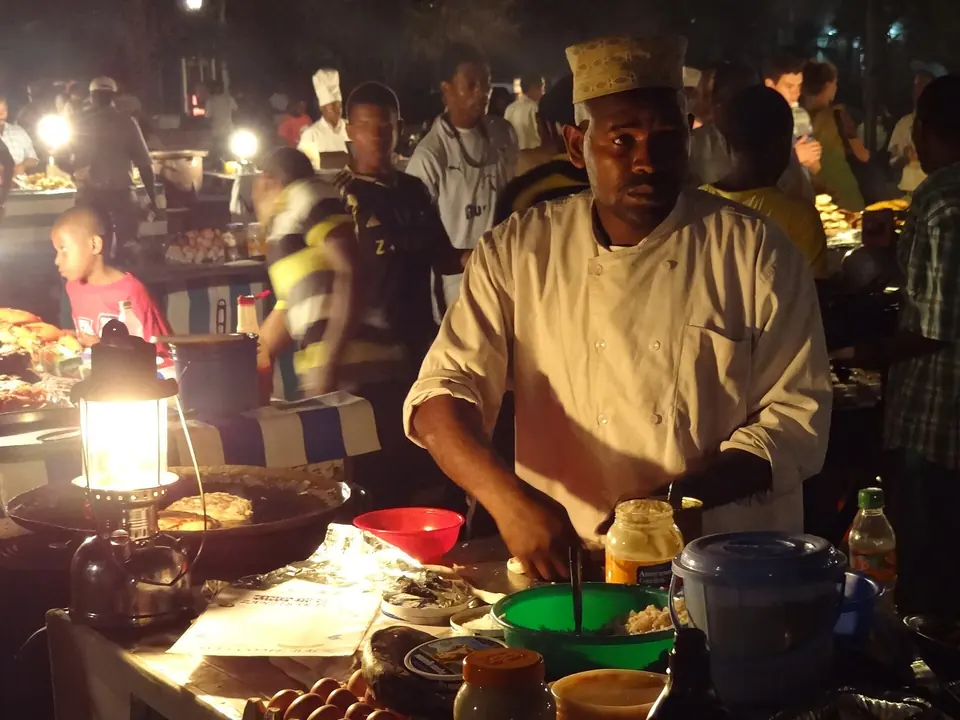 Food Vendor in Forodhani Gardens at Night - Stone Town - Zanzibar - Tanzania